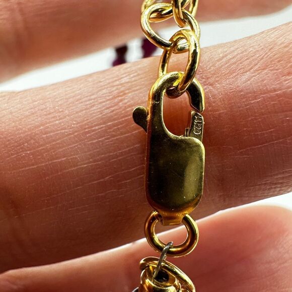 22" double strands, ALL garnet beaded necklace with gold over 925 clasp! - Picture 8 of 14